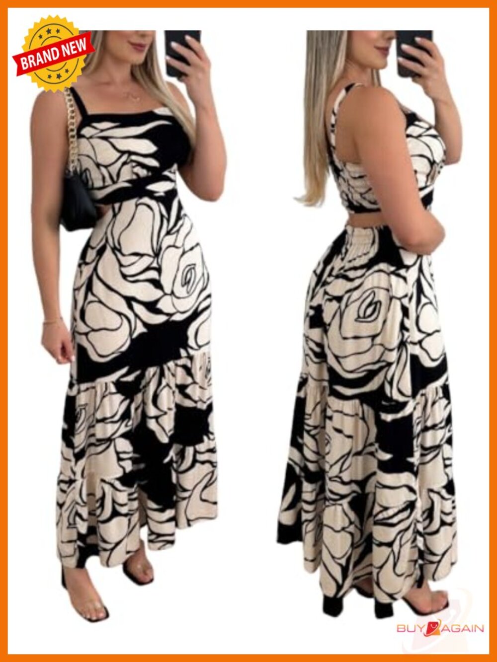 CHICME Womens Boho Maxi Dress Cut Out Backless Sundress